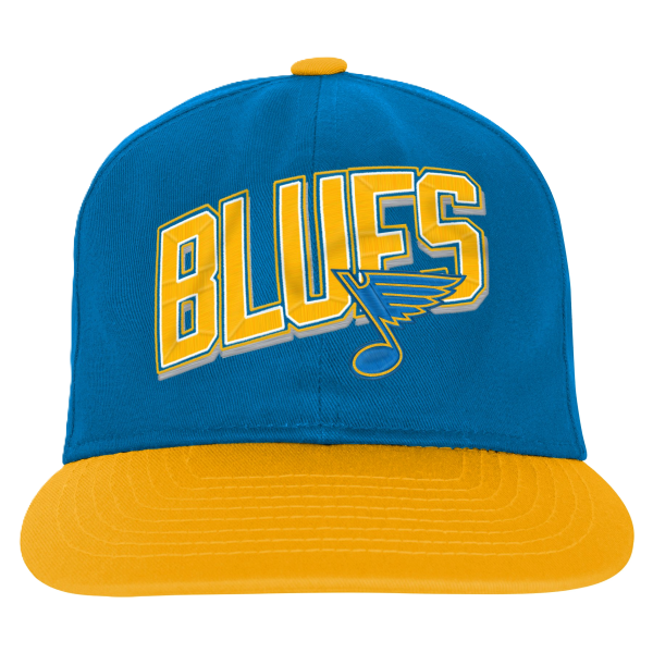 ST. LOUIS BLUES OUTERSTUFF YOUTH NOTE LOGO SNAPBACK – BLUE GOLD Adjustable Cap Outerstuff