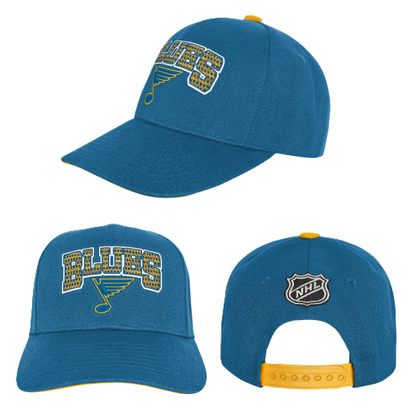 ST. LOUIS BLUES OUTERSTUFF YOUTH NOTE LOGO SNAPBACK – BLUE Adjustable Cap Outerstuff