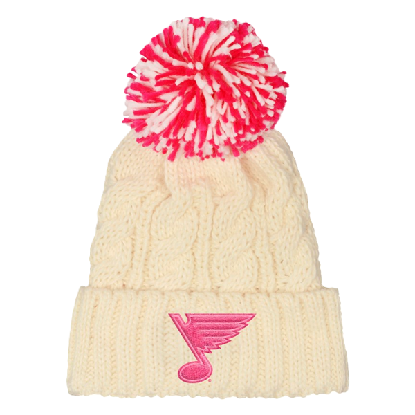 ST. LOUIS BLUES OUTERSTUFF YOUTH NOTE LOGO CHUNKY POM KNIT - CREAM KNITS Outerstuff