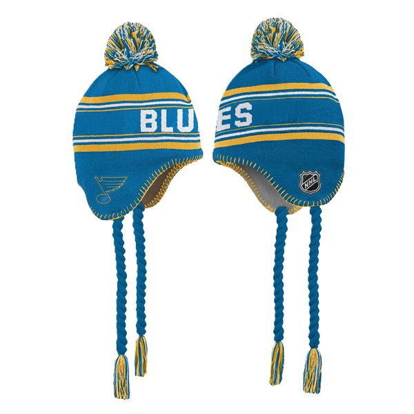 ST. LOUIS BLUES OUTERSTUFF YOUTH TASSEL POM KNIT - BLUE KNITS Outerstuff