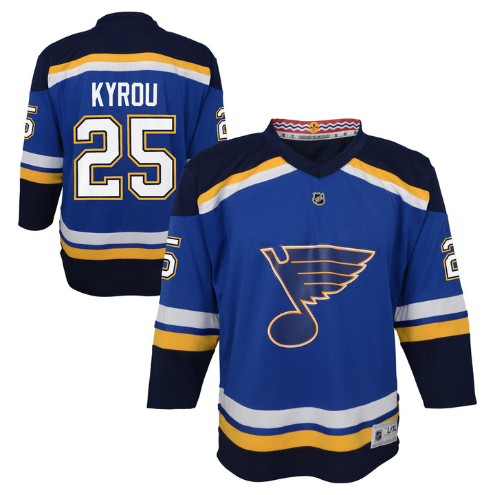 ST. LOUIS BLUES OUTERSTUFF YOUTH KYROU #25 HOME REPLICA JERSEY - ROYAL Jersey Outerstuff   