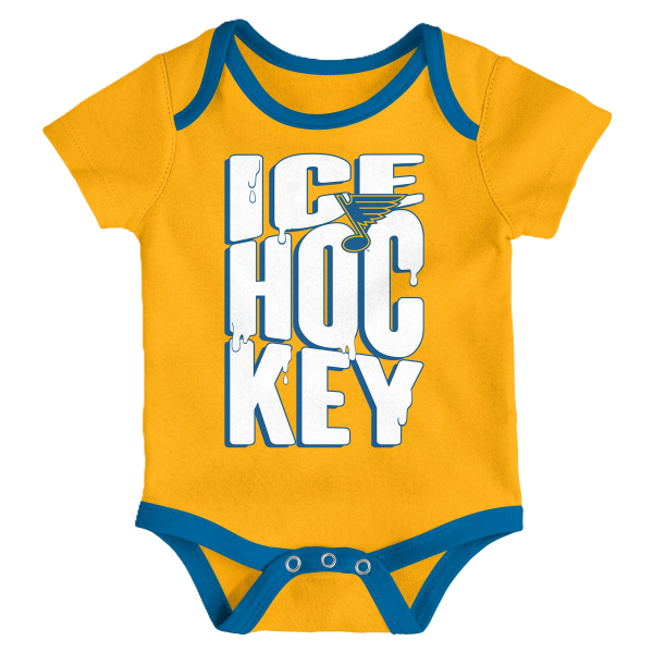 ST. LOUIS BLUES OUTERSTUFF NEWBORN TRIPLE HEADER CREEPER 3PK - MULTI Clothing Set Outerstuff