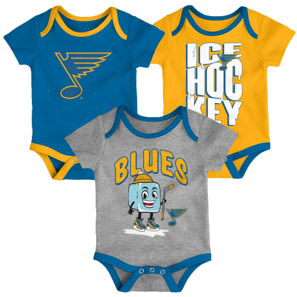 ST. LOUIS BLUES OUTERSTUFF INFANT TRIPLE HEADER CREEPER 3PK - MULTI Clothing Set Outerstuff