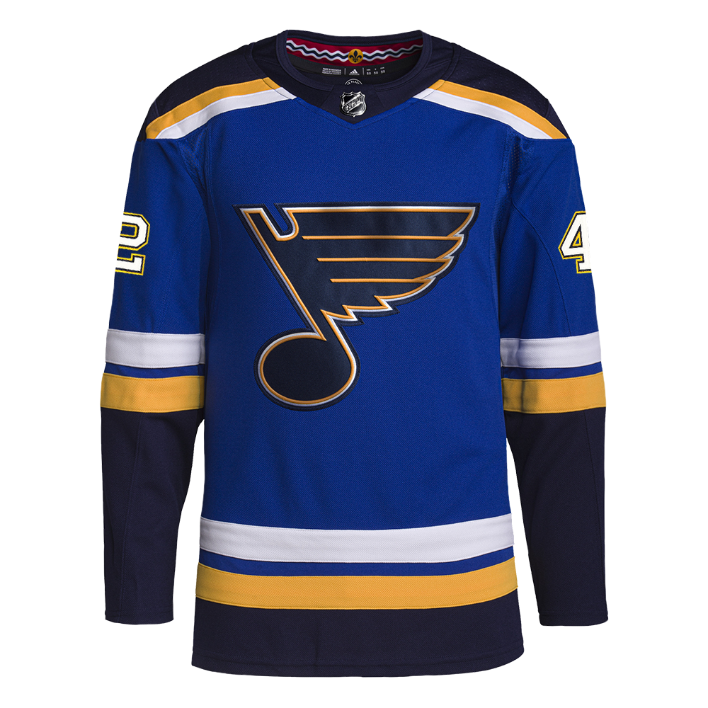 ST. LOUIS BLUES ADIDAS AUTHENTIC PRO-STITCH KAPANEN #42 HOME JERSEY - BLUE Jersey adidas   