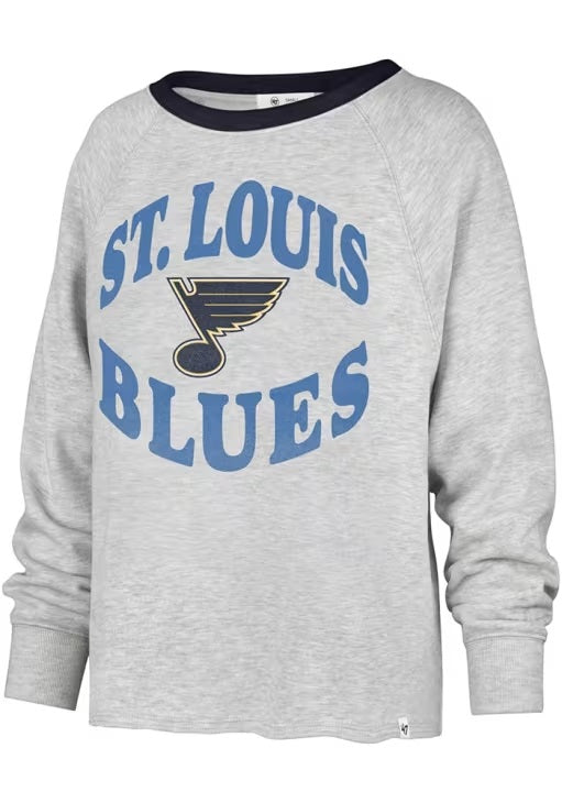ST. LOUIS BLUES 47' WOMEN'S CROPPED KENNEDY CREW SWEATSHIRT - GREY Womens '47 Brand   