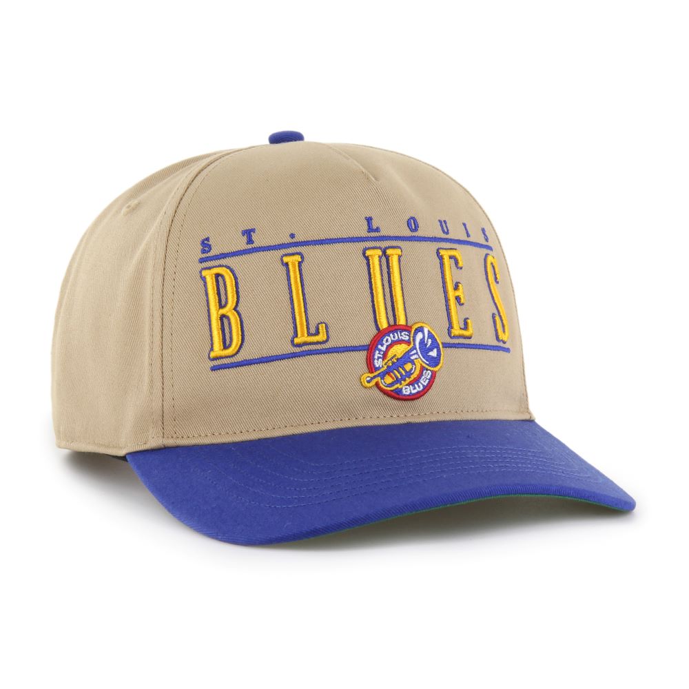 ST. LOUIS BLUES '47 TRUMPET CITY LINE SNAPBACK - KHAKI/ROYAL Hat '47 Brand