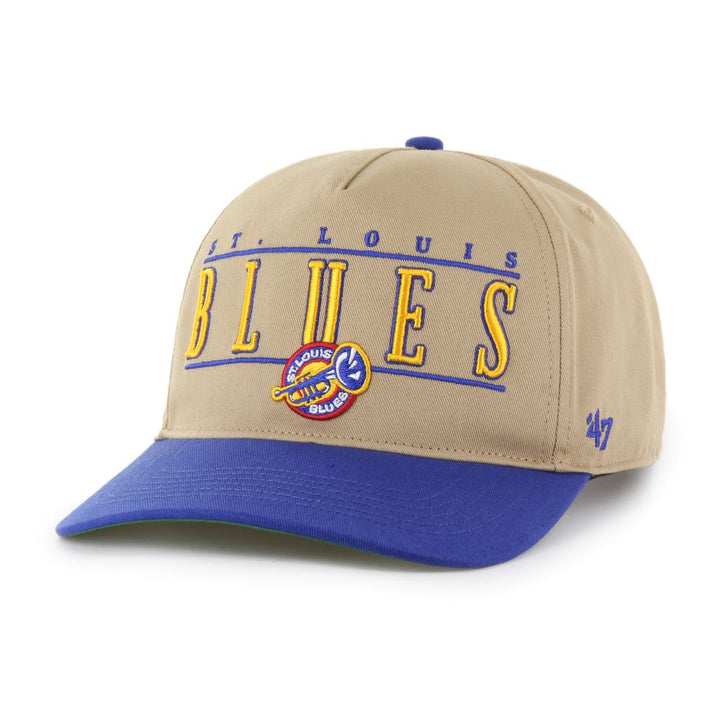 ST. LOUIS BLUES '47 TRUMPET CITY LINE SNAPBACK - KHAKI/ROYAL Hat '47 Brand
