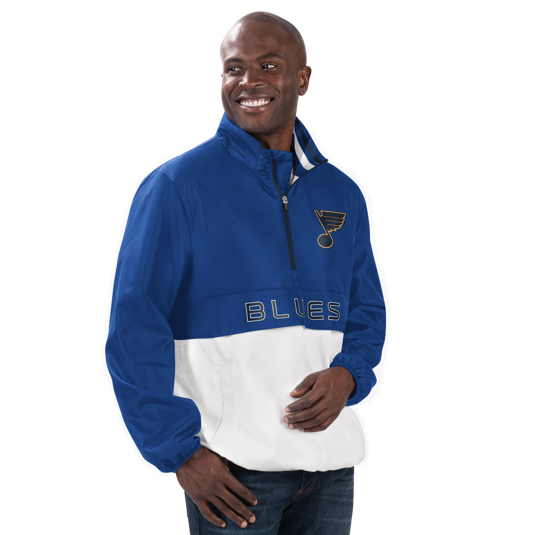ST. LOUIS BLUES G-III CORNERMAN HALF ZIP JACKET - ROYAL Outerwear G-III   