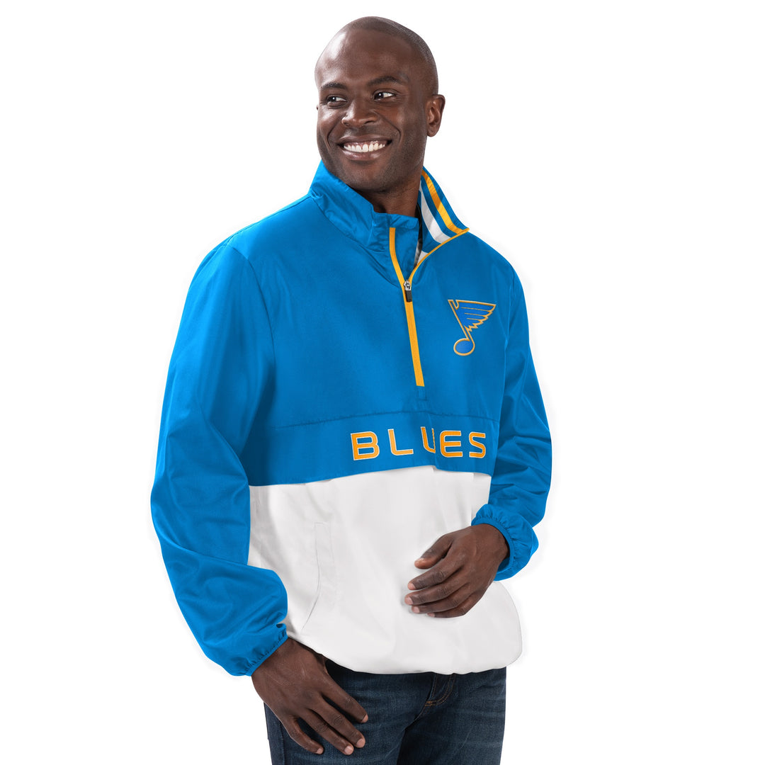 ST. LOUIS BLUES G-III HERITAGE CORNERMAN HALF ZIP JACKET - AIR FORCE BLUE Outerwear G-III   