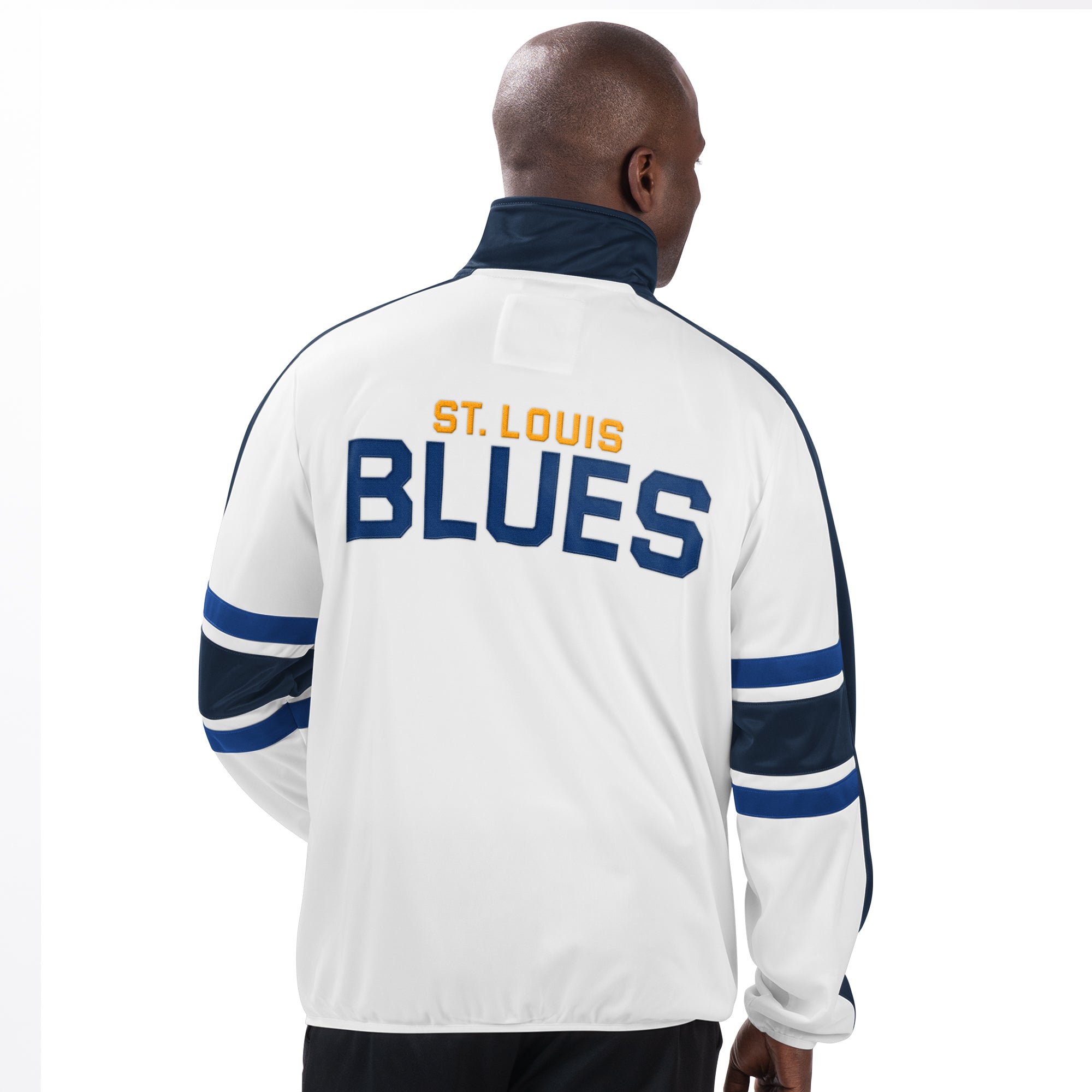 ST. LOUIS BLUES G-III FULL ZIP TRACK JACKET - WHITE/NAVY – STL