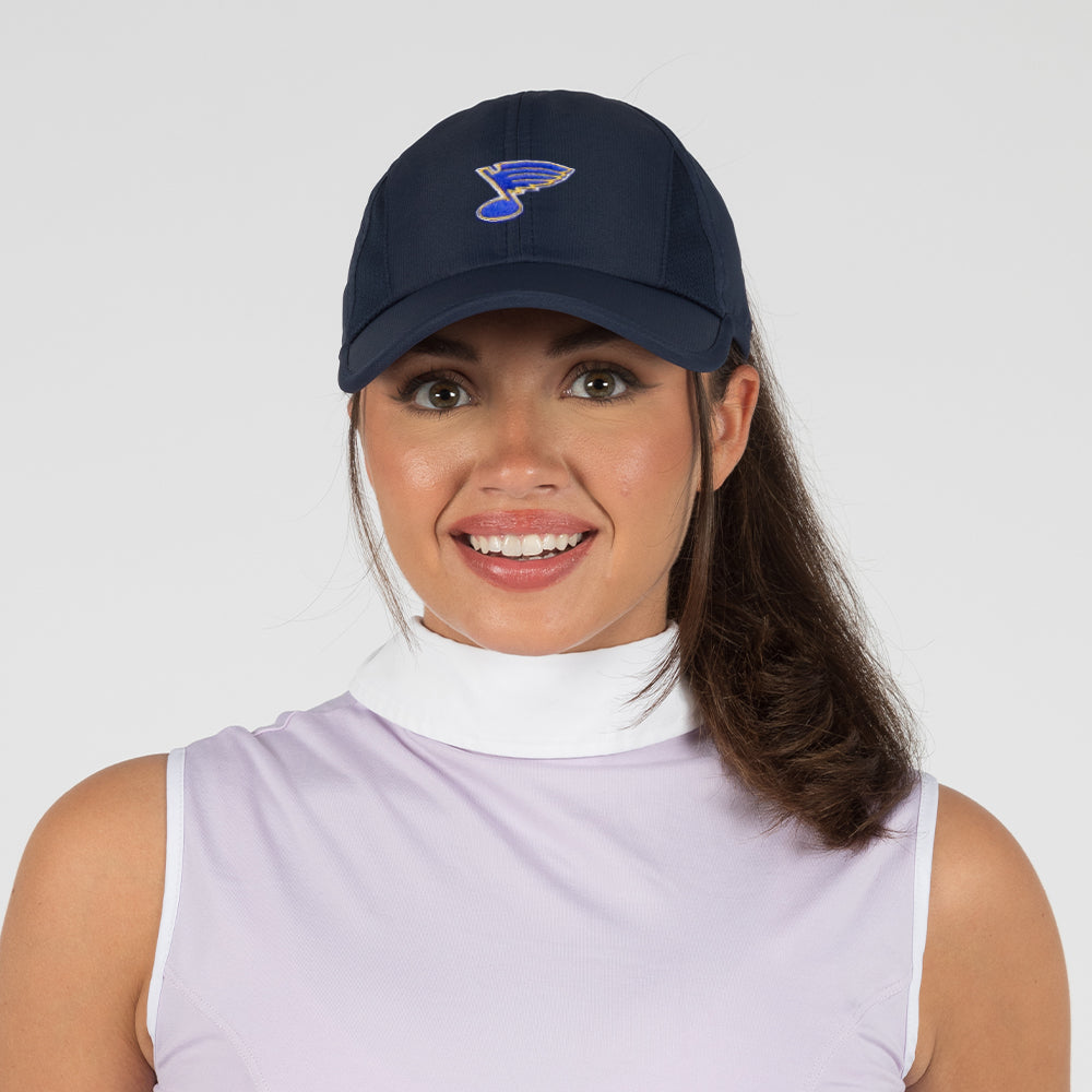 ST. LOUIS BLUES DAVID AND YOUNG PONYFLO LADIES HAT - NAVY Hat David and Young   