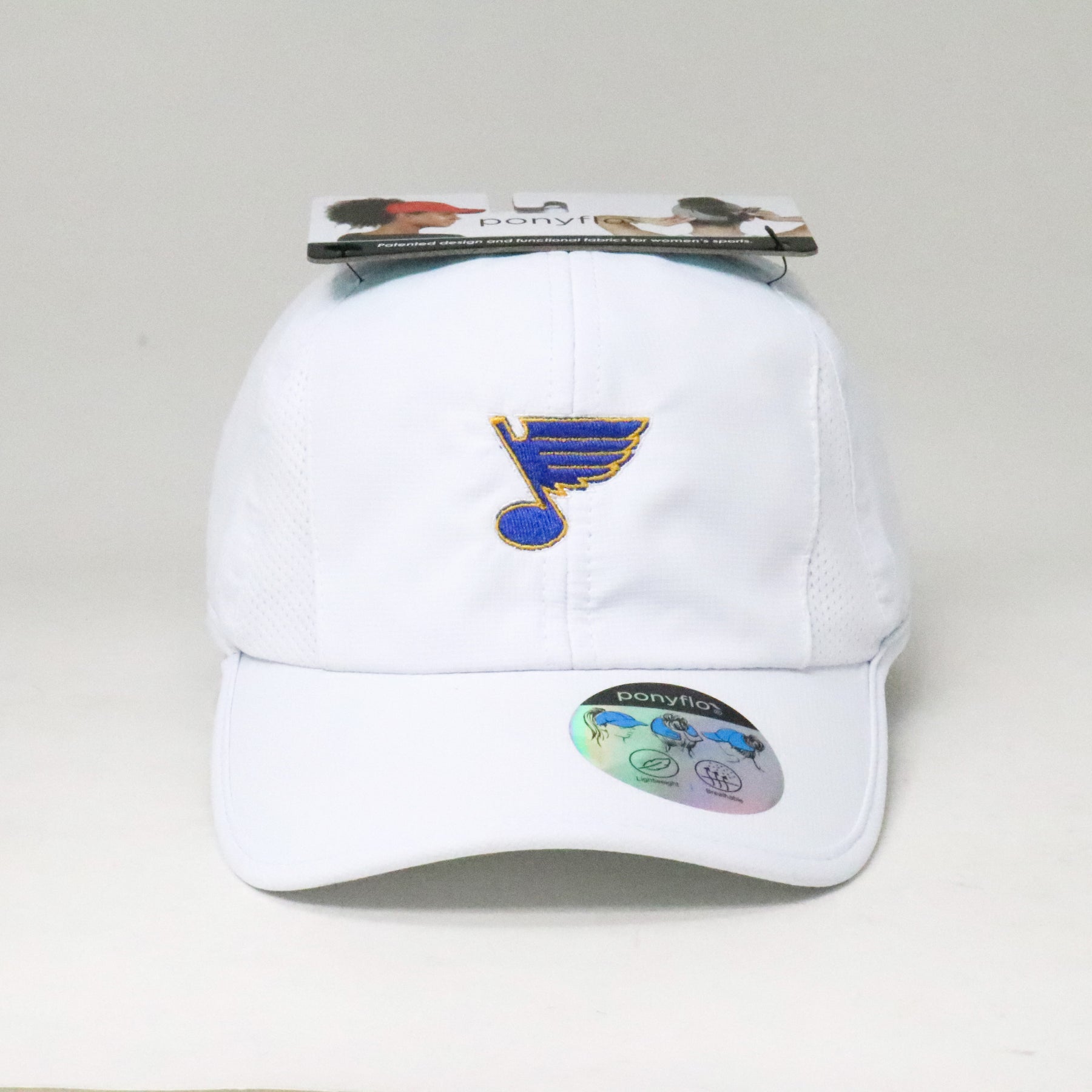 ST. LOUIS BLUES DAVID AND YOUNG PONYFLO LADIES HAT - WHITE – STL Authentics