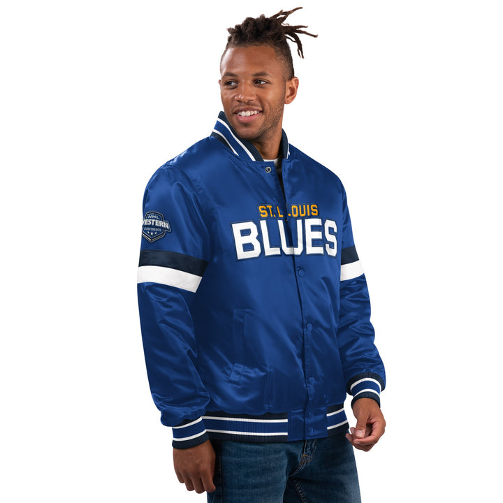 ST. LOUIS BLUES G-III STARTER HOME GAME SNAP JACKET - ROYAL