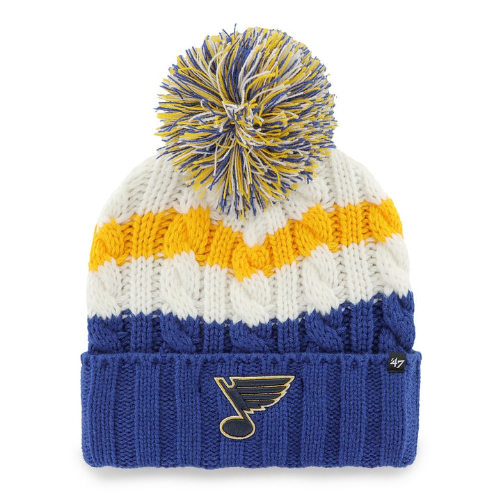 ST. LOUIS BLUES 47' LADIES ASHFIELD STRIPED POM KNIT HAT - WHITE