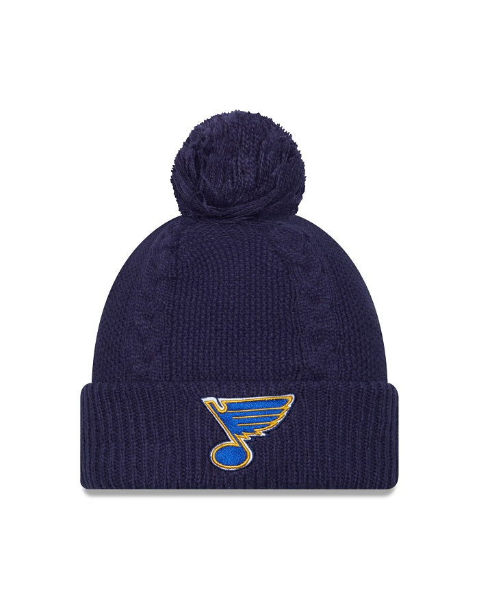 ST. LOUIS BLUES LADIES NEW ERA NOTE CABLE POM KNIT - NAVY