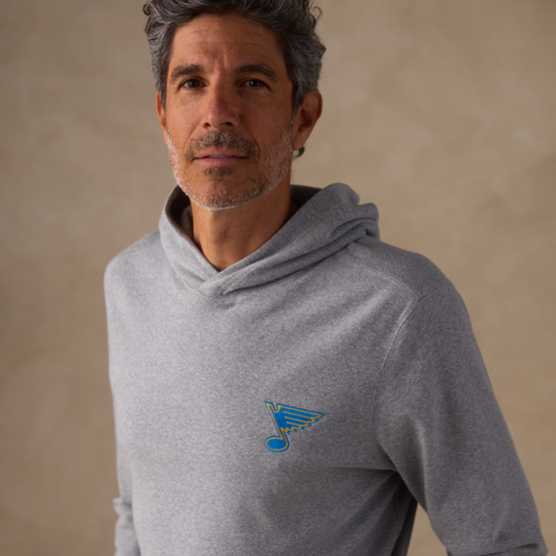 ST. LOUIS BLUES THE NORMAL BRAND NOTE LOGO HOODIE – GREY Outerwear The Normal Brand