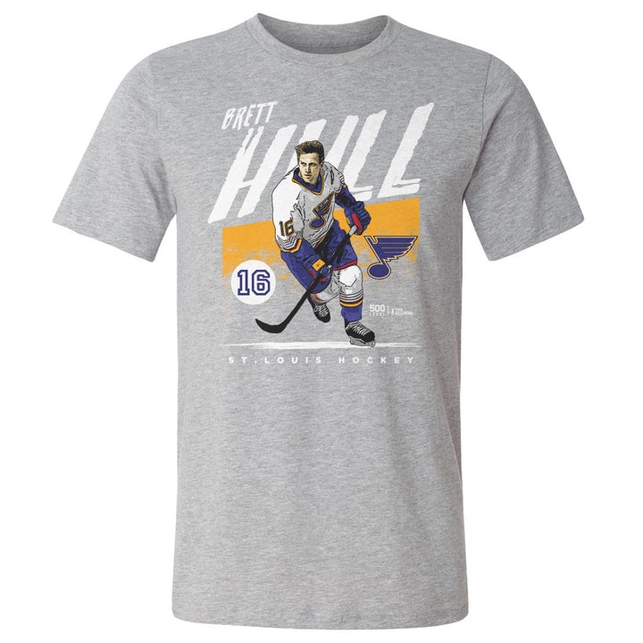 Brett Hull St. Louis Blues Tee - 2 Colors Men's Cotton T-Shirt 500 LEVEL Men's Cotton T-Shirt Heather Gray S