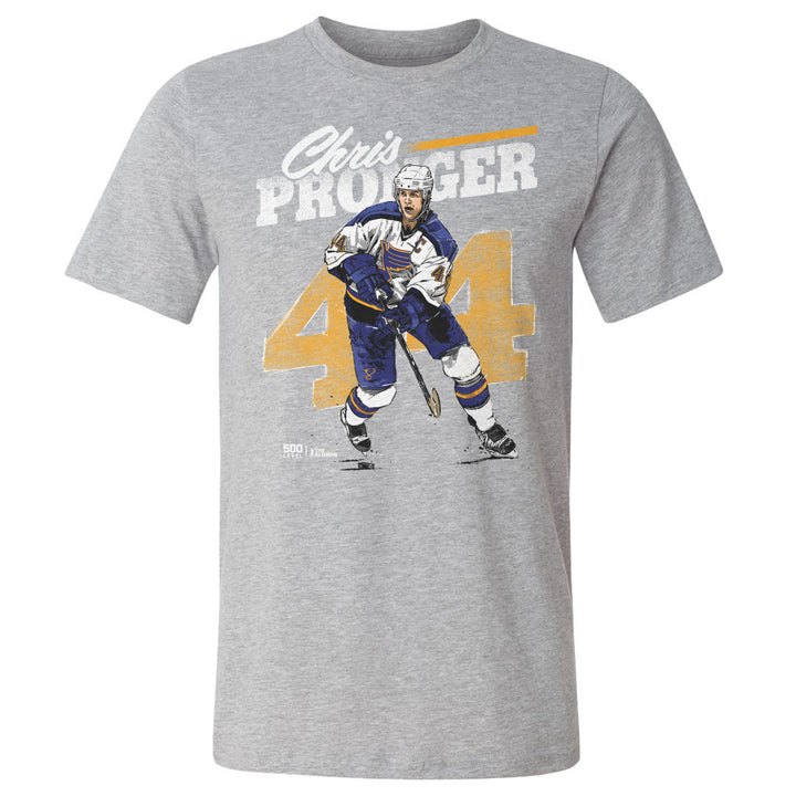 Chris Pronger St. Louis Blues Retro Tee - 2 Colors Men's Cotton T-Shirt 500 LEVEL Men's Cotton T-Shirt Heather Gray S