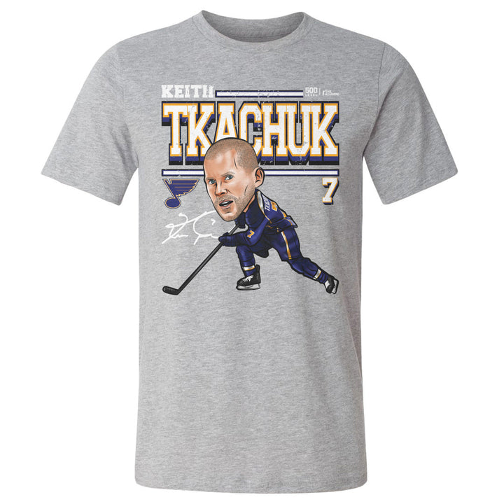 Keith Tkachuk St. Louis Blues Tee - 2 Colors Men's Cotton T-Shirt 500 LEVEL Men's Cotton T-Shirt Heather Gray S