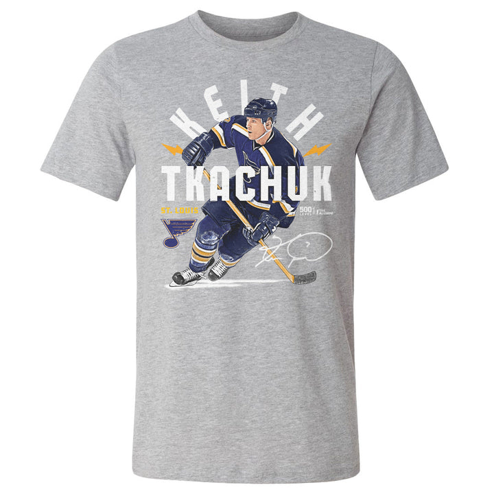 Keith Tkachuk St. Louis Blues Arc Tee - 2 Colors Men's Cotton T-Shirt 500 LEVEL Men's Cotton T-Shirt Heather Gray S