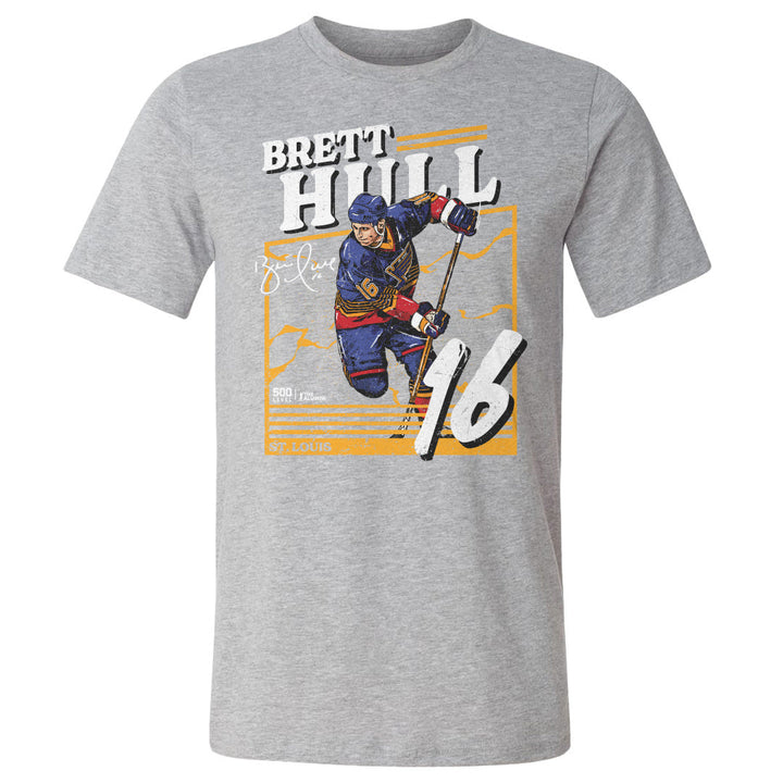 Brett Hull St Louis Blues Power Tee - 2 Colors Men's Cotton T-Shirt 500 LEVEL Men's Cotton T-Shirt Heather Gray S
