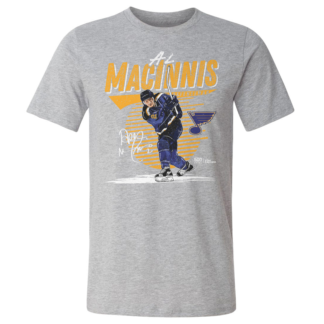 Al MacInnis St. Louis Blues Comet Tee - 2 Colors Men's Cotton T-Shirt 500 LEVEL Men's Cotton T-Shirt Heather Gray S
