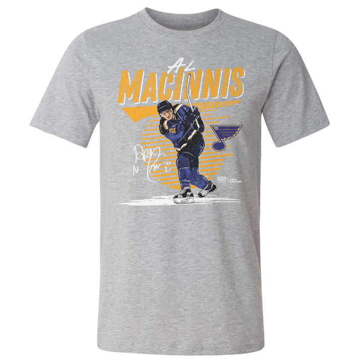 Al MacInnis St. Louis Blues Comet Tee - 2 Colors Men's Cotton T-Shirt 500 LEVEL Men's Cotton T-Shirt Heather Gray S