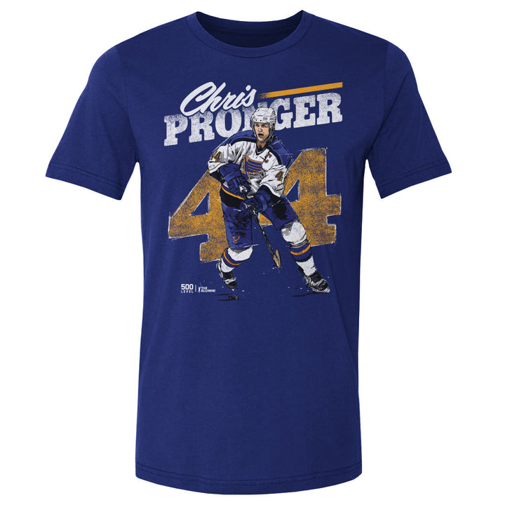 Chris Pronger St. Louis Blues Retro Tee - 2 Colors Men's Cotton T-Shirt 500 LEVEL Men's Cotton T-Shirt Royal Blue S