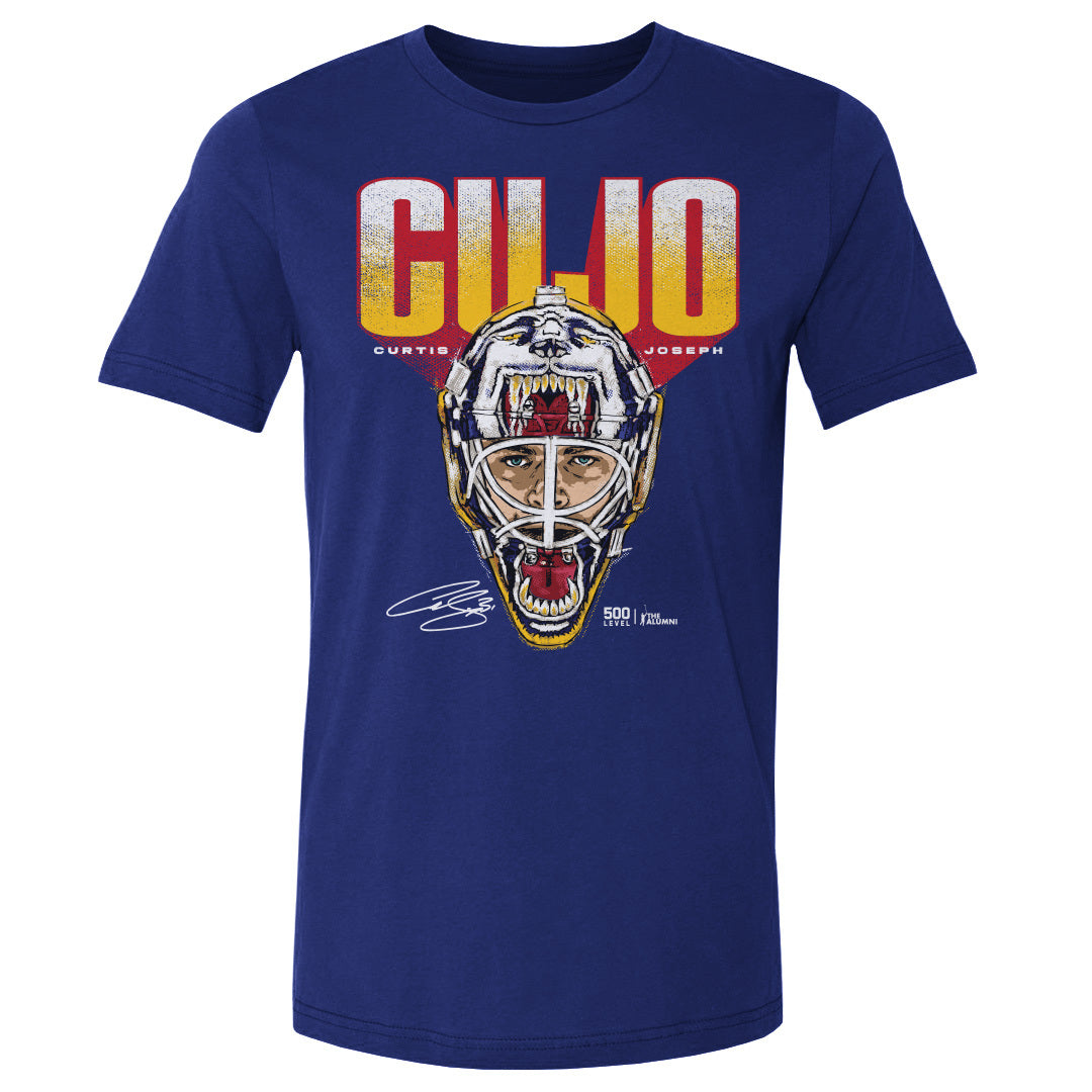Curtis Joseph St. Louis Cujo Mask T-Shirt - 2 Colors Men's Cotton T-Shirt 500 LEVEL Men's Cotton T-Shirt Royal Blue S