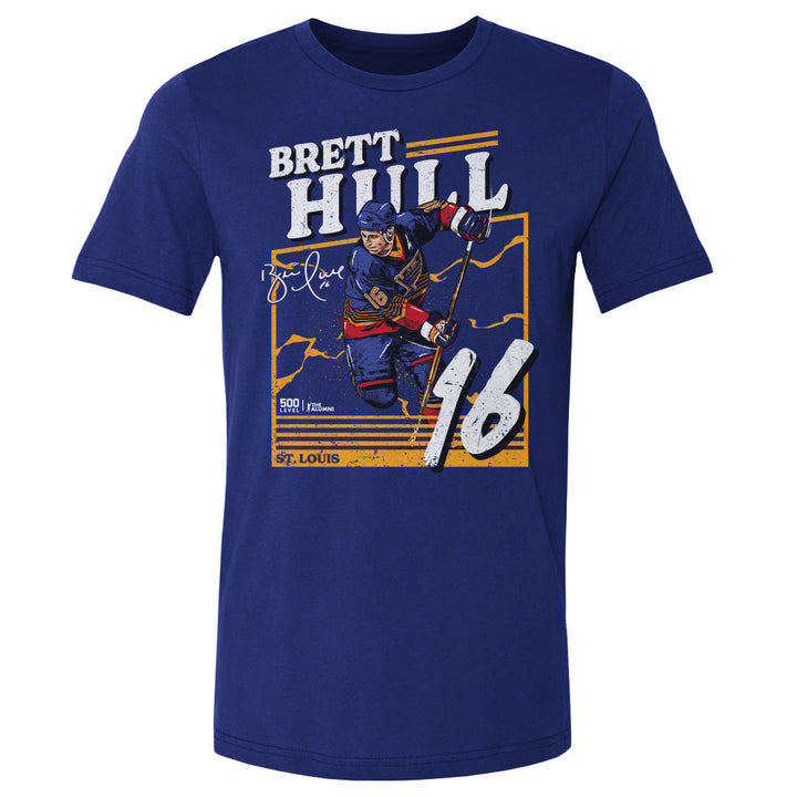 Brett Hull St Louis Blues Power Tee - 2 Colors Men's Cotton T-Shirt 500 LEVEL Men's Cotton T-Shirt Royal Blue S