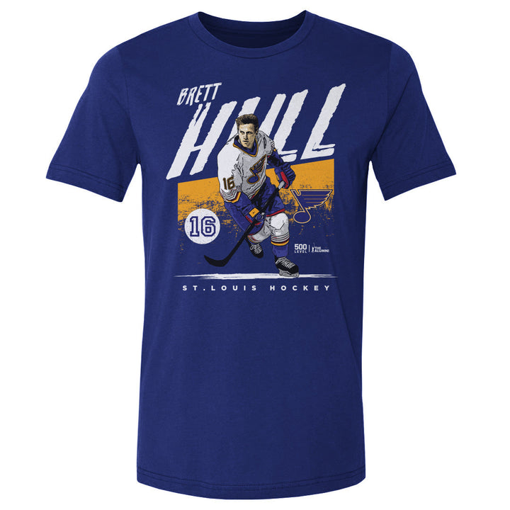 Brett Hull St. Louis Blues Tee - 2 Colors Men's Cotton T-Shirt 500 LEVEL Men's Cotton T-Shirt Royal Blue S