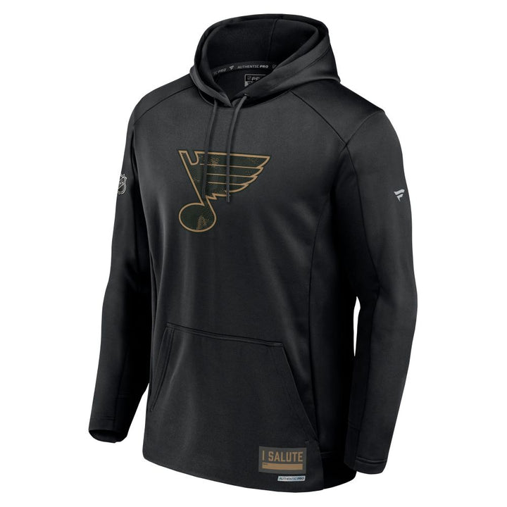 ST. LOUIS BLUES FANATICS AUTHENTIC PRO MILITARY HOODIE - BLACK Hoodie St. Louis Blues