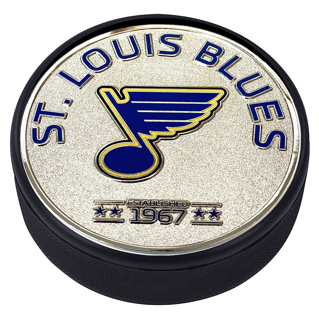 ST. LOUIS BLUES ESTABLISHED MEDALLION PUCK