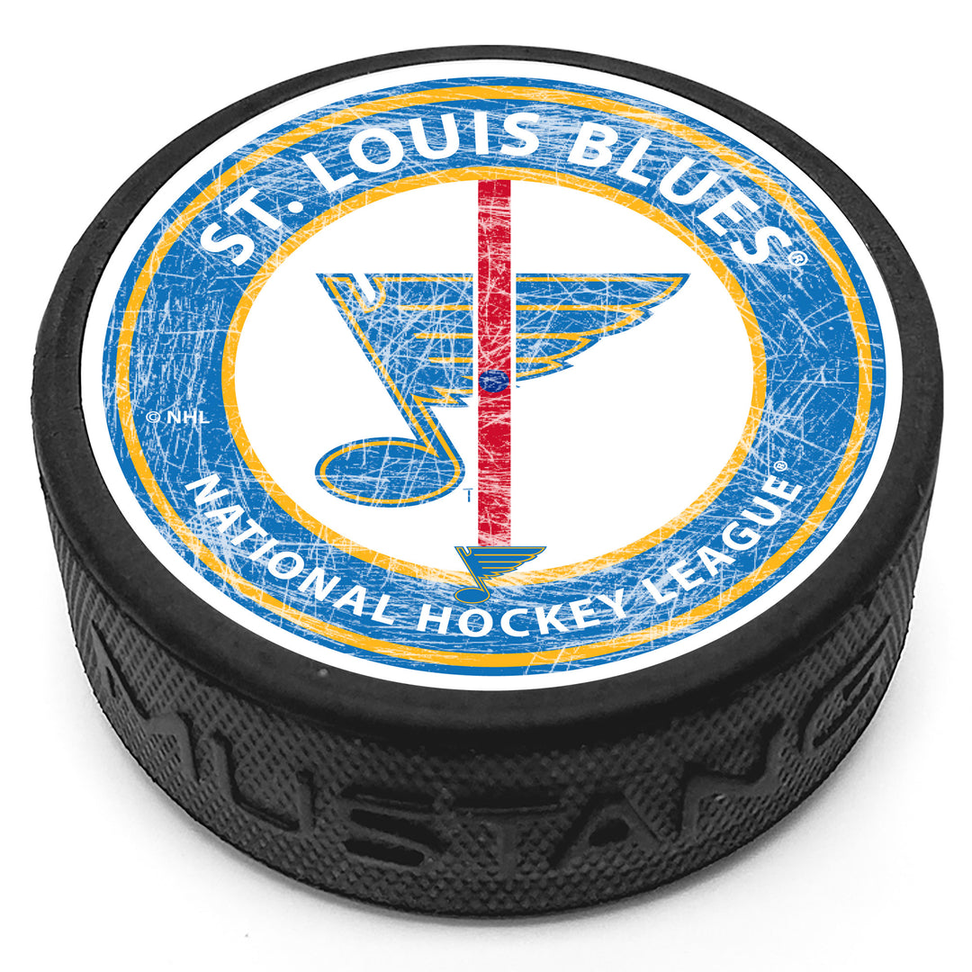 ST. LOUIS BLUES MUSTANG PRODUCTS HERITAGE CENTER ICE PUCK