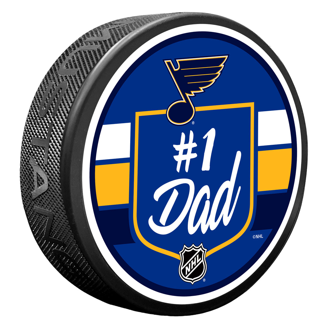ST. LOUIS BLUES NUMBER 1 DAD PUCK - SCRIPT Puck Mustang Products