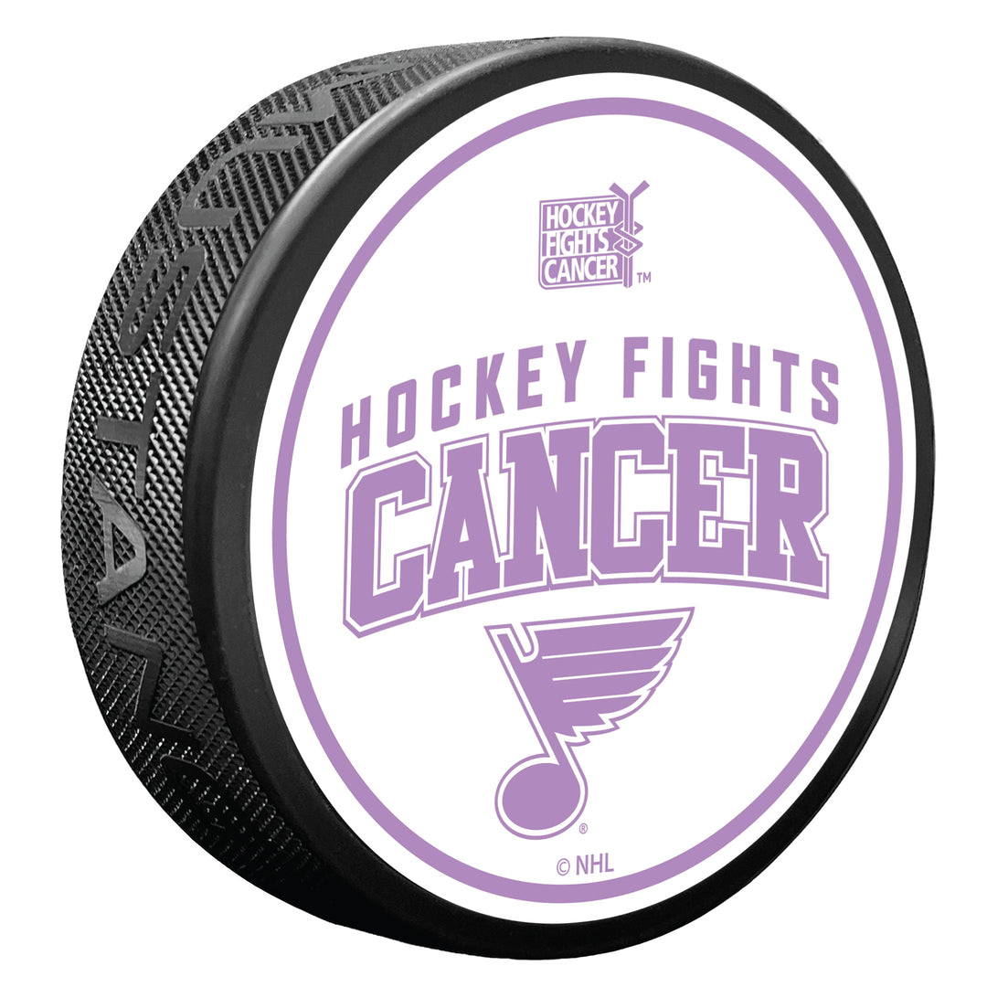 ST. LOUIS BLUES HOCKEY FIGHTS CANCER WHITE PUCK Novelties Mustang Products   