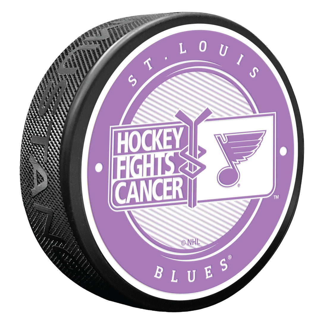 ST. LOUIS BLUES HOCKEY FIGHTS CANCER PURPLE PUCK Novelties Mustang Products   