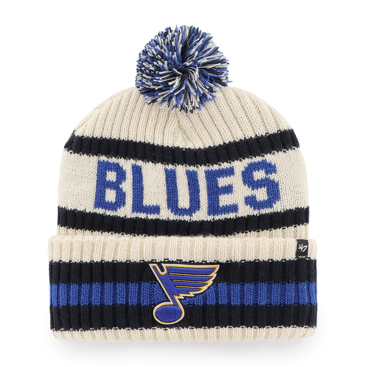 ST. LOUIS BLUES 47' BERING STRIPED POM KNIT BEANIE - NATURAL