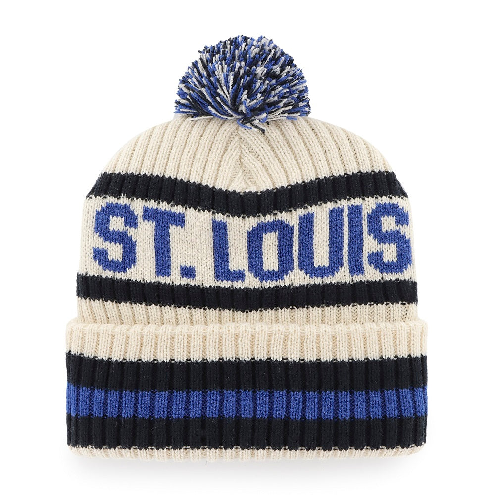 ST. LOUIS BLUES 47' BERING STRIPED POM KNIT BEANIE - NATURAL