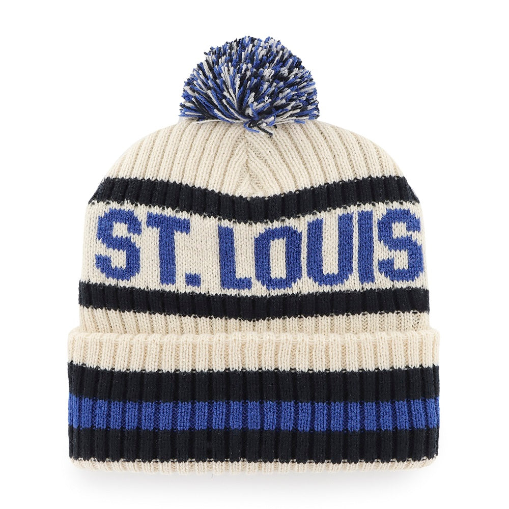 ST. LOUIS BLUES 47' BERING STRIPED POM KNIT BEANIE - NATURAL Knit '47 Brand   