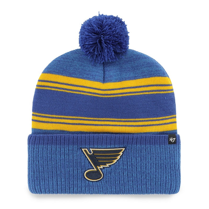 ST. LOUIS BLUES 47' NOTE FADE STRIPED POM KNIT BEANIE - ROYAL Knit '47 Brand   
