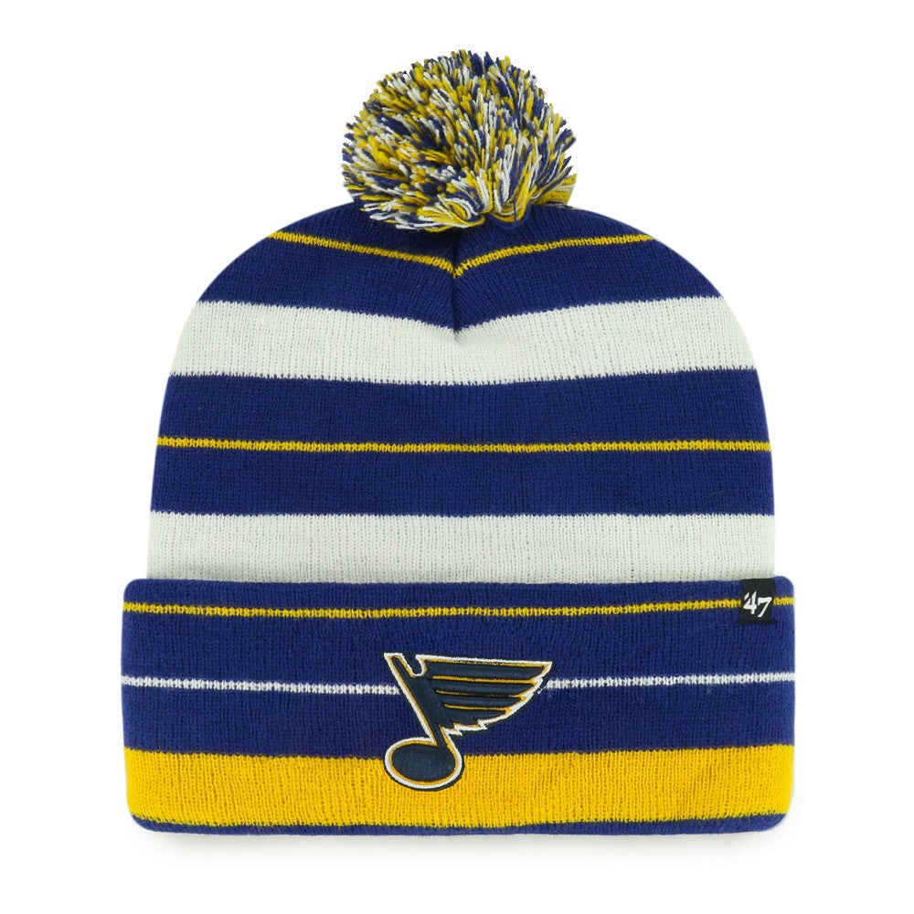 ST. LOUIS BLUES 47' NOTE POWER LINE STRIPED POM KNIT BEANIE - MULTI