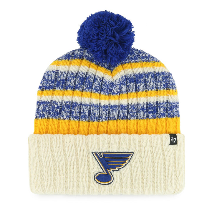 ST. LOUIS BLUES 47' NOTE TAVERN STRIPED POM KNIT BEANIE - NATURAL