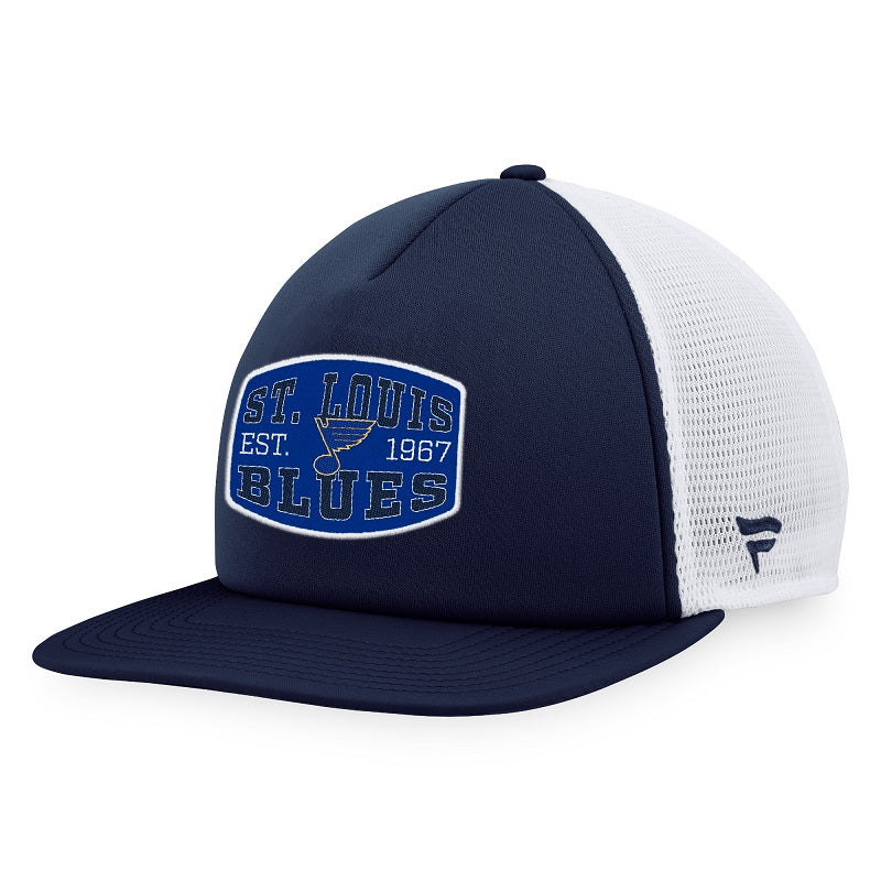 ST. LOUIS BLUES FANATICS MESH PATCH FOAM SNAPBACK HAT - NAVY/WHITE Hat Fanatics   