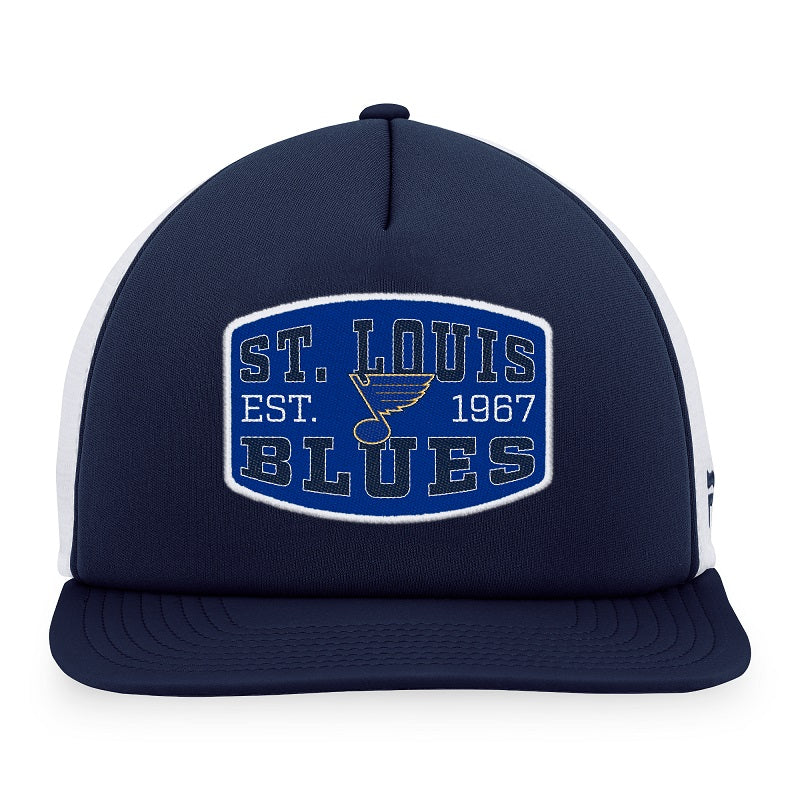ST. LOUIS BLUES FANATICS MESH PATCH FOAM SNAPBACK HAT - NAVY/WHITE Hat Fanatics   