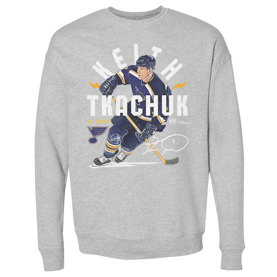 Keith Tkachuk St. Louis Blues Arc Crew Men's Crewneck Sweatshirt 500 LEVEL Men's Crewneck Sweatshirt Heather Gray S