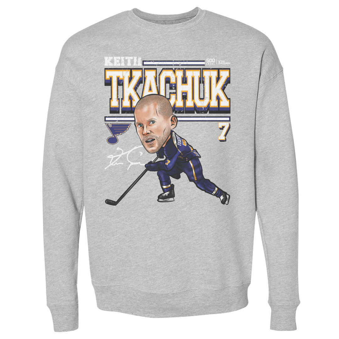 Keith Tkachuk St. Louis Blues Crew Men's Crewneck Sweatshirt 500 LEVEL Men's Crewneck Sweatshirt Heather Gray S