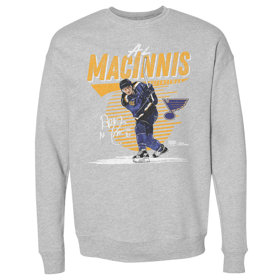 Al MacInnis St. Louis Blues Comet Crew Men's Crewneck Sweatshirt 500 LEVEL Men's Crewneck Sweatshirt Heather Gray S