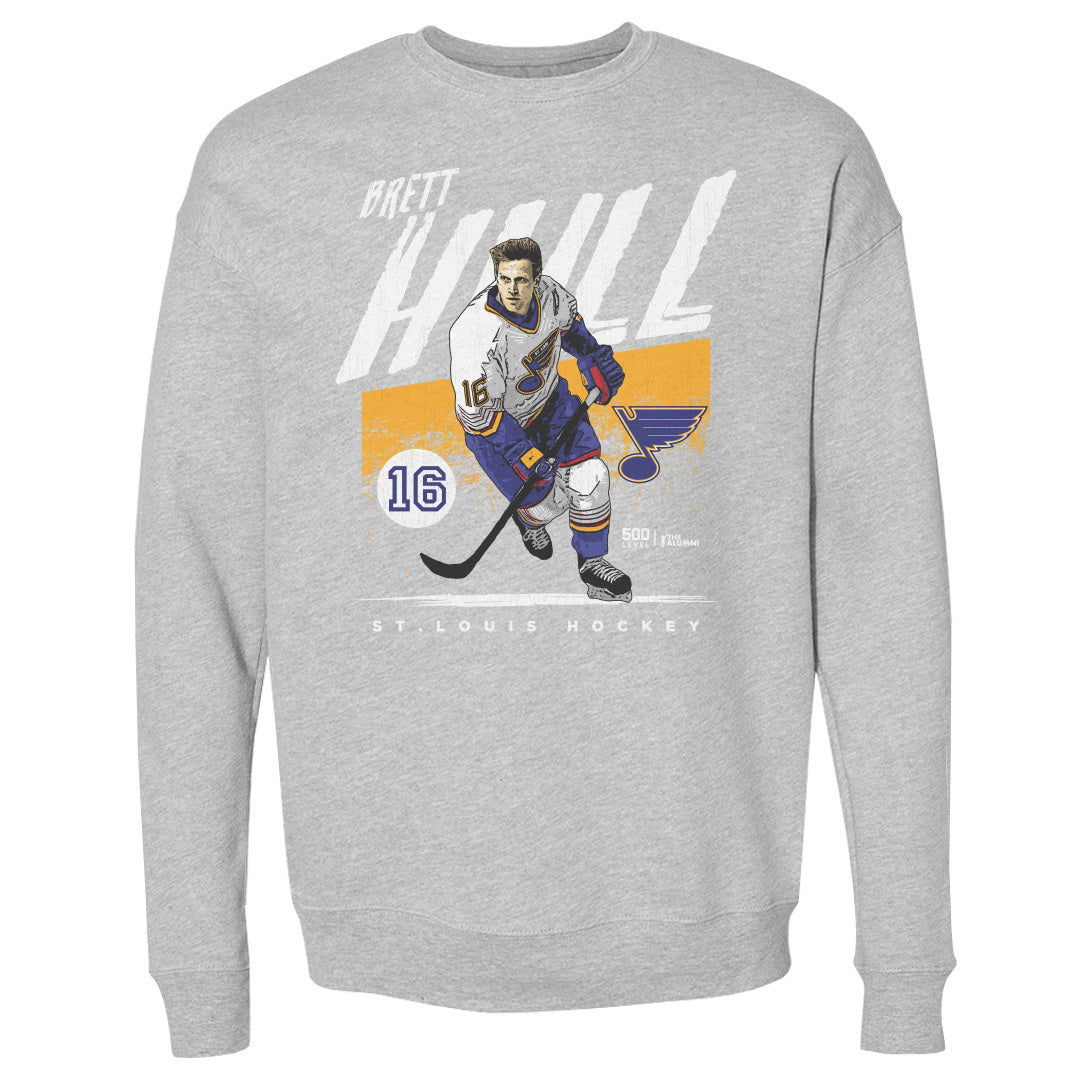 Brett Hull St. Louis Blues Crew Men's Crewneck Sweatshirt 500 LEVEL Men's Crewneck Sweatshirt Heather Gray S