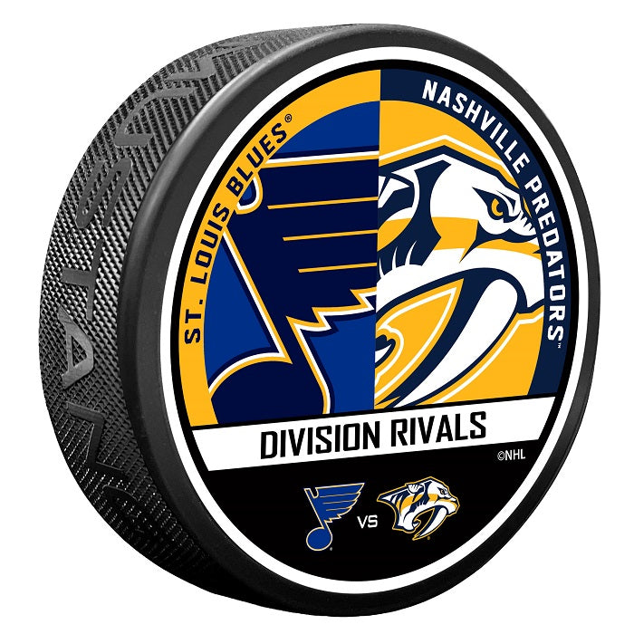 ST. LOUIS BLUES VS. NASHVILLE PREDATORS RIVALRY PUCK Puck Mustang Products   